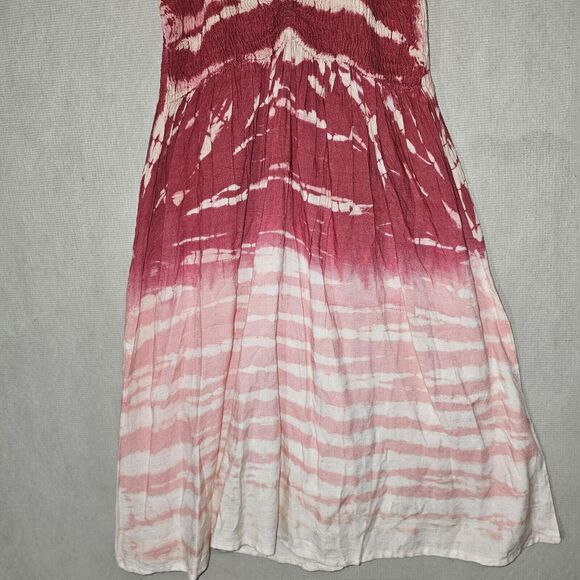 Reggae Tie Dye Mini Dress Cinched Chest Fit And Flare Beachy Boho Indie Vacation - Picture 3 of 11